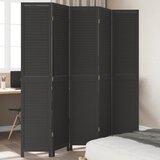  The Living Store Paravan 5-delni črn trden les pavlovnije - Pregrada Za Prostor, (21494194) | Shoptok.si