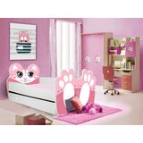 ADRK Otroka postelja BEAR PINK z vzmetnico in predalom 160x80 cm - ROZA | Shoptok.si