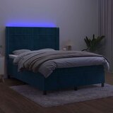  box spring s madracem LED tamnoplavi 140x200 cm baršun | shoptok.hr