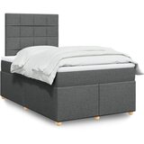 Maison Chic Box spring postelja - Vzmetna postelja z vzmetnico temno siva 120x200 cm blago SL5232, (21900561) | Shoptok.si
