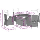  5-dijelni vrtni blagovaonski set s jastucima od poliratana crni Crna 110 cm table length | shoptok.hr