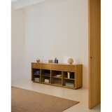 Kave Home Vitrina v hrastovem dekorju z drsnimi vrati v naravni barvi 200x80x40 cm Helvine – | Shoptok.si