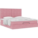 vidaXL Otomanski posteljni okvir z vzmetnicami roza 180x200cm žamet | Shoptok.si