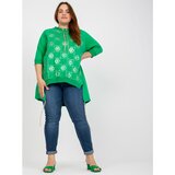 Fashion Hunters Green asymmetric plus size blouse with an application Cene