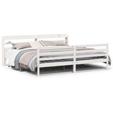 vidaXL Posteljni okvir z vzglavjem brez vzmetnice bel 200x200 cm | Shoptok.si