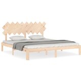 The Living Store Posteljni okvir z vzglavjem trden les - Posteljni Okvir, (21528361) | Shoptok.si