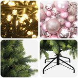  Umjetno božićno drvce s kuglicom 180 cm 300 LED lampica - 180 cm s LED-ima i ružičastim lopticama | shoptok.hr