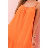 Kesi Włoski Women's muslin dress with straps and frill oranges | shoptok.hr