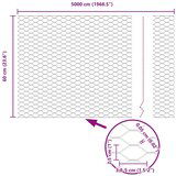 vidaXL Šesterokotna ograja Cinkano jeklo 5000 x 0.05 x 60 cm Trajna | Shoptok.si