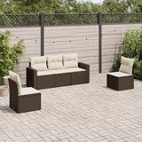  5-dijelni set vrtnih sofa s jastucima poliratan smeđi | shoptok.hr
