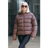 Madmext Women's Brown Hooded Puffer Coat