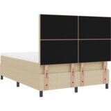 Box Spring krevet s madracem i LED svjetlom u bež kordura tkanini 140x200 cm | shoptok.hr