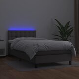  box spring s madracem LED sivi 90x190 cm od umjetne kože | shoptok.hr