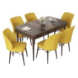 Hanah home set trpezarijski sto i 6 stolica nef baroque mustard | ePonuda.com