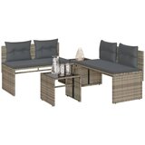  4-dijelni set vrtnih sofa od poliratana s jastucima sivi | shoptok.hr