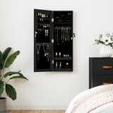 vidaXL Zidni ormarić za nakit s ogledalom crni 30 x 8 5 x 90 cm | shoptok.hr