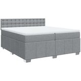  Krevet s oprugama i madracem svjetlosivi 200 x 200cm od tkanine Slike