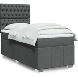 vidaXL Box spring postelja z vzmetnico temno siva 90x190 cm blago | Shoptok.si