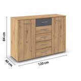 Modern Living Komoda Foster, Barva Hrasta, Siva | Shoptok.si