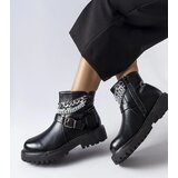 Gemre Black ankle boots with decorative chains Mezzavia | Shoptok.si