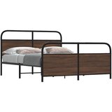 Maison Chic Kovinski Posteljni okvir - Dvoposteljna postelja - Zakonska postelja brez vzmetnice rjavi hrast 150x200 cm, (21695354) | Shoptok.si