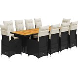 vidaXL 11-dijelni vrtni bistro set od poliratana s jastucima crni | shoptok.hr