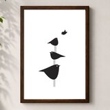 Wallxpert uramljena mdf slika 3752KACT-009, crne ptice naslagane jedna na drugu, 37 x 52 cm | Eponuda.com