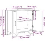 vidaXL s policom s pohranom s vratima Smeđa 78 x 35.5 x 74.5 cm Konstruirano drvo | shoptok.hr