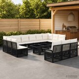  Sjedeća garnitura za vrt 14 kom. Crna i krem-bijela poliratan 100 x 55 x 73 cm | shoptok.hr