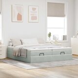  Okvir kreveta s madracima svijetlosivi 200x200cm baršunasti | shoptok.hr