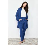 Trendyol Blue Turnip Knitted Kimono Trousers Two Piece Set Cene