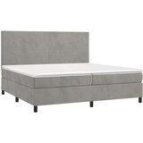  Box spring postelja z vzmetnico LED svetlo siva 200x200cm žamet, (20761219) | Shoptok.si