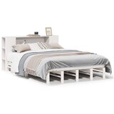 vidaXL Krevet s regalom za knjige bez madraca bijeli 140x200cm od drva | shoptok.hr