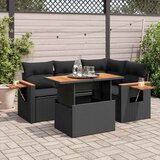 vidaXL Vrtna sedežna garnitura 5-delna z blazinami poli ratan/akacija, (21782335) | Shoptok.si