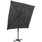  Vrtni suncobran s 4 razine i stupom 250 x 250 cm antracit | shoptok.hr