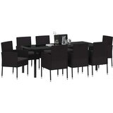  Vrtni set za objed s jastukom 9 pcs Crna poliratan | shoptok.hr
