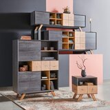 CARRYHOME visoka komoda, barve hrasta, temno siva | Shoptok.si