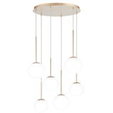  Ondaluce - Visilica na sajli JEWEL 6xE14/10W/230V Ø 55 cm zlatna/bela | Eponuda.com