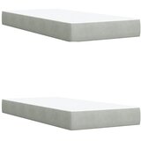 Krevet s box springom madracem i LED-om Svjetlosiva Baršun - Svjetlosiva 200 x 200 cm Kristal s dugmadima | shoptok.hr