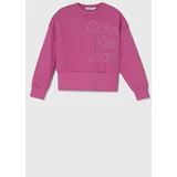 Calvin Klein Jeans Otroški bombažen pulover roza barva
