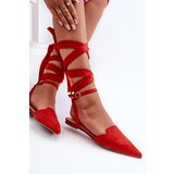 Boto Lace-up ballerina flats in red faux suede with pointed toes Ellesara | shoptok.hr