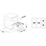 Blanco 526644 Flexon II Low 60/4, 2 x 15l, 2 x 6l sorter odpadkov | Shoptok.si