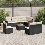  9-dijelni set vrtnih sofa s jastucima crni od poliratana Cijene