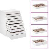 vidaXL Kutija za nakit 10 slojeva s držačima za satove bijela 29x20,5x40,5 cm | shoptok.hr