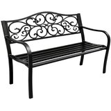 Vrtna klupa za terasu, metalna, s 3 sjedala, ukrašena, crna, 127x60x89 cm Cijene