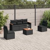 vidaXL 6-dijelni set vrtnih sofa s jastucima crni od poliratana | shoptok.hr