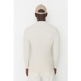 Trendyol ekru men's fitilli collar zippered knit wearer sweater Cene