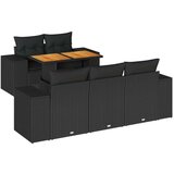  6-dijelni set vrtnih sofa s jastucima crni od poliratana | shoptok.hr