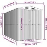  Vrtno spremište svjetlosivo 192x357x223 cm pocinčani čelik | shoptok.hr