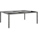 vidaXL Vrtna miza 200x150x75 cm kaljeno steklo in poli ratan siva Cene